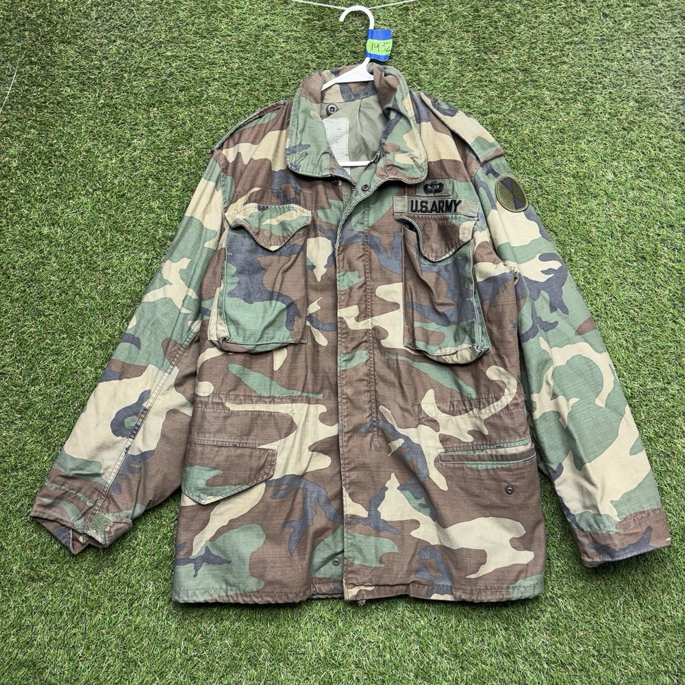 US Army Jacket Mens Small Regular M65 Woodland Camo Field Coat Cold Weather Hunt